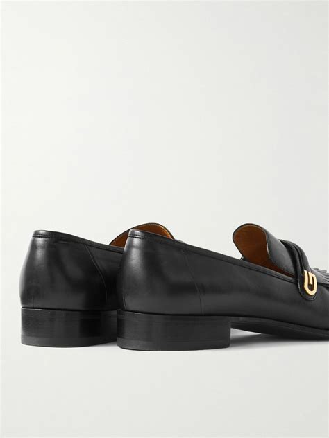 black loafers gucci|Gucci fringe loafer.